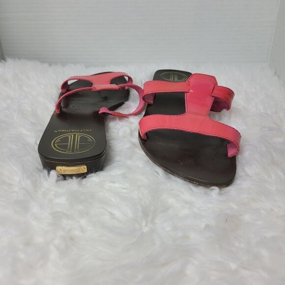 Lilly Pulitzer Phipps Slide Patent Leather Sandals 8 Princess Pink Shoes Flats - Picture 7 of 9